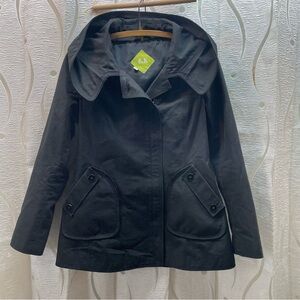 S&K Hooded Jacket Women Size M Black Excellent Condition Structured Cotton Blend